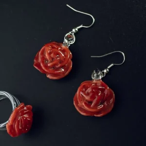 Сережки Троянди <br> (оксамитовий кварц)
